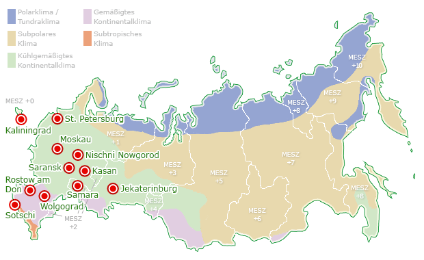 Die Spielorte der WM 2018 in Russland